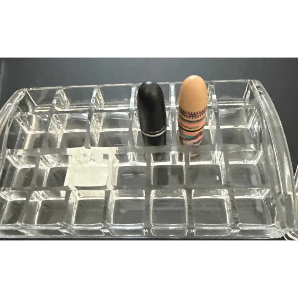 Clear Lipstick Holder Display Case Acrylic Holds 24 pcs Vanity Storage 9 Pcs